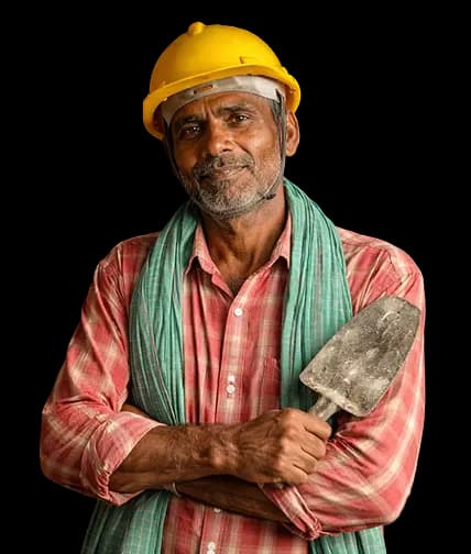 Skilled construction worker with tools