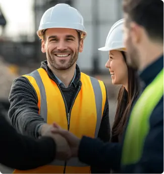 Happy client with contractor